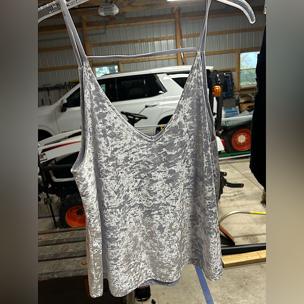 Blue velvet tank top